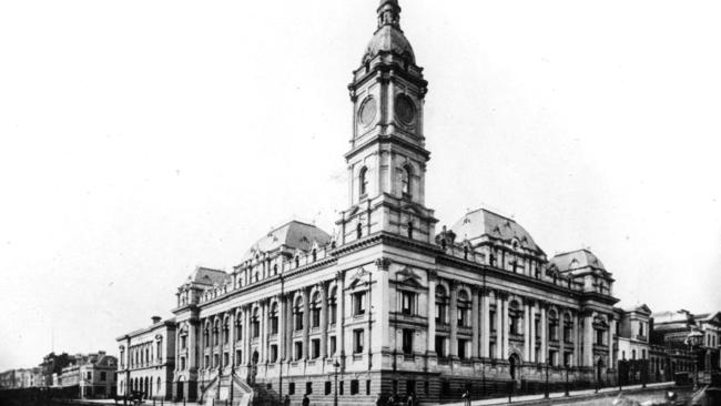 Melbourne Town Hall at the corner of Swanston and Collins streets in the early 1880s. Picture: Argus File Photo Collection