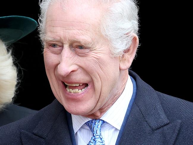 WINDSOR, ENGLAND - MARCH 31: Queen Camilla and King Charles III depart from the Easter Mattins Service at Windsor Castle on March 31, 2024 in Windsor, England. (Photo by Chris Jackson/Getty Images)