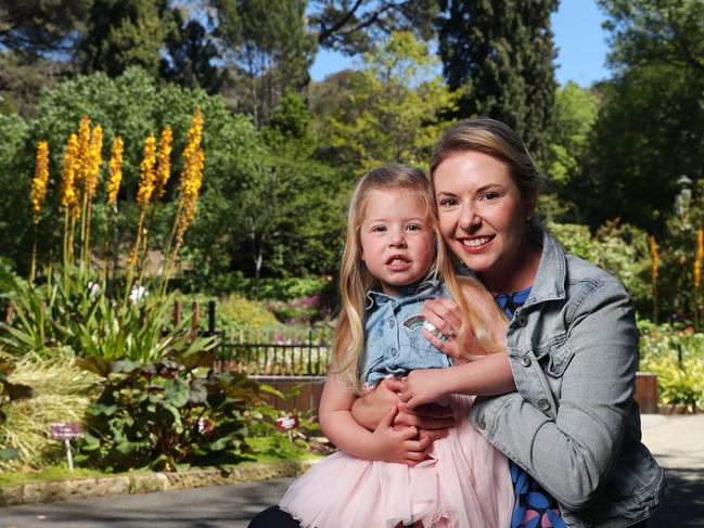 Simonei van Zyl with daughter Mia 3 of Hobart at Royal Tasmanian Botanical Gardens. Picture: Nikki Davis-Jones