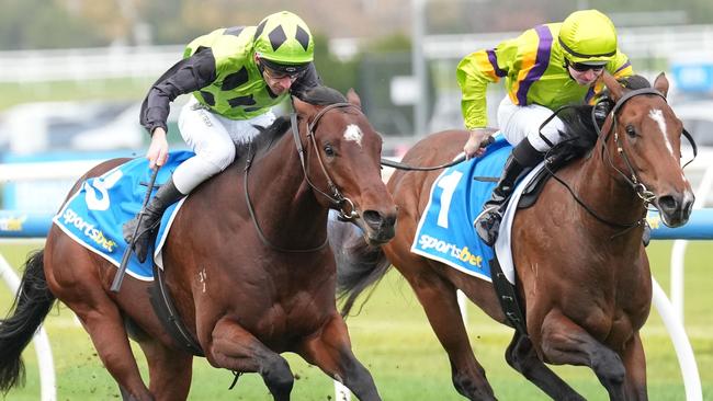 Interest Point (outside) got the better of Blue Renegade last start. Picture: Scott Barbour / Racing Photos