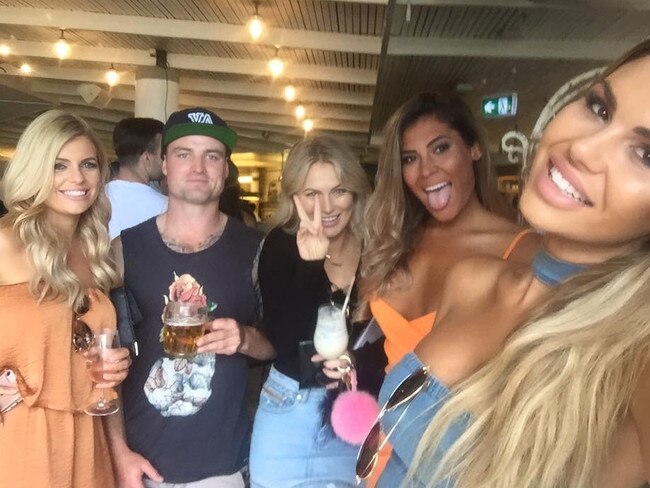 Jordan Byrne, pictured with Bachelor girls including Faith Williams (left) Keira Maguire (centre), Noni Janur and Kiki Morriss.