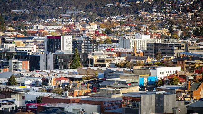 University of Tasmania building and signage, Hobart CBD. Picture: Richard Jupe.