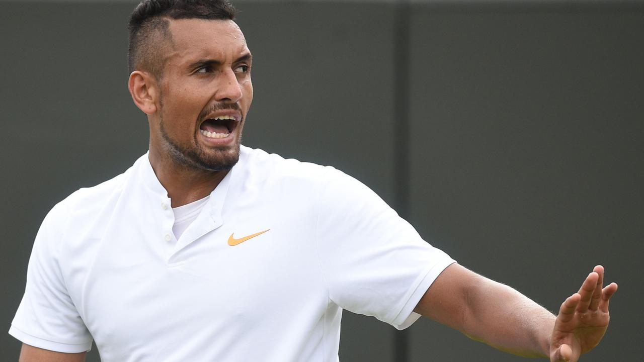 Australia's Nick Kyrgios engaged in a bizarre exchange rules lesson with the umpire during his second round win.