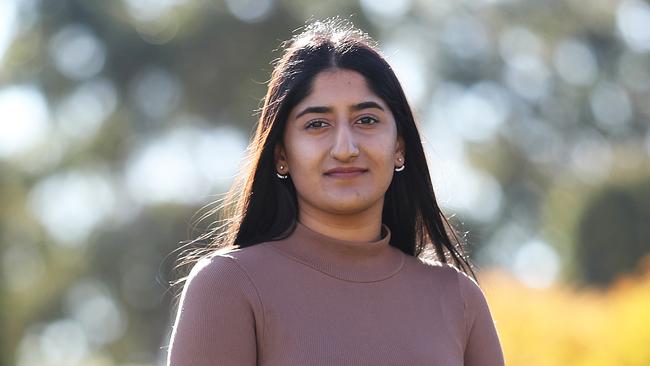 Alicia Sohail, 20 is juggling a law and psychology degree with a part-time job. Picture: Brett Costello