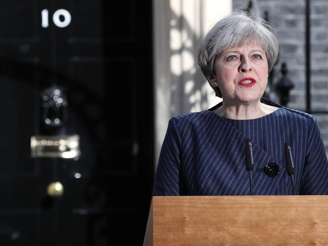 LONDON, ENGLAND - APRIL 18:  Prime Minister Theresa May makes a statement to the nation in Downing Street on April 18, 2017 in London, United Kingdom. The Prime Minister has called a general election for the United Kingdom to be held on June 8, the last election was held in 2015 with a Conservative party majority win.  (Photo by Dan Kitwood/Getty Images)