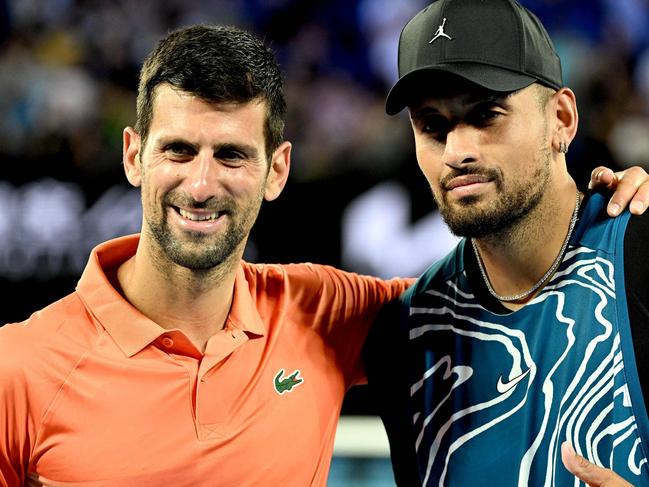 Novak Djokovic now has a significantly smoother path to the semi-finals after Kyrgios’ withdrawal. Picture: William West/ AFP