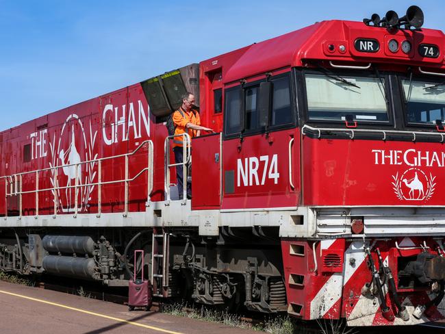 *FILE* The Ghan in Darwin, Wednesday, November 15, 2017. The Ghan train service is marking 90 years of operations with a special service from Adelaide for Darwin. (AAP Image/Russell Millard) NO ARCHIVING