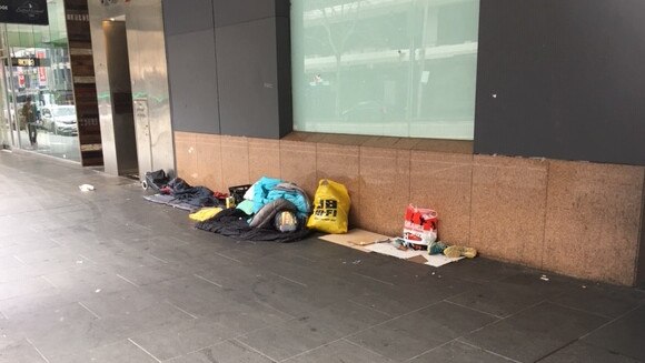 A rough sleeper on Elizabeth St.