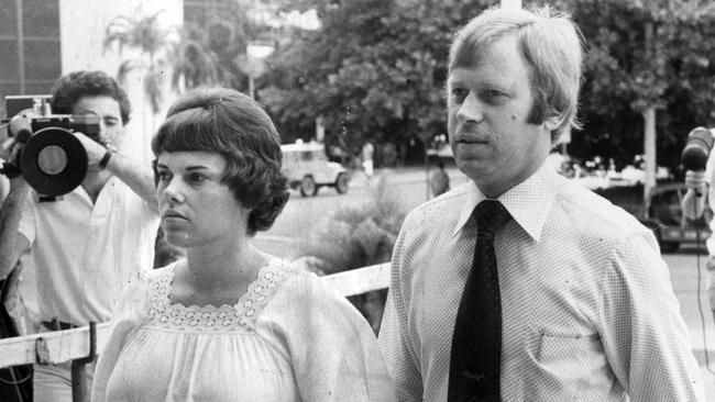 Lindy and Michael Chamberlain enter the Supreme Court in Darwin in 1982.