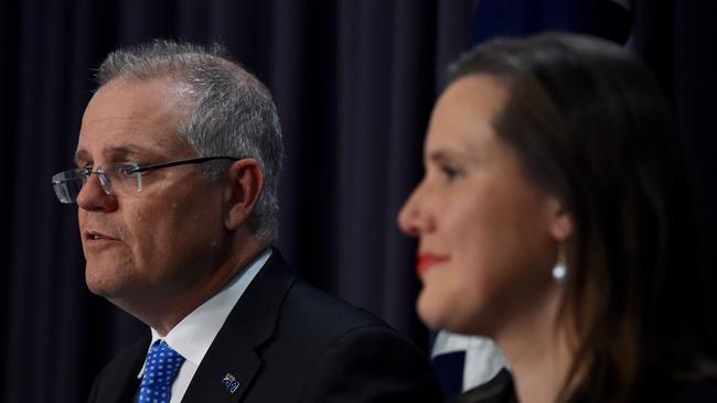 Treasurer Scott Morrison and Financial Services Minister Kelly O’Dwyer. Picture: AAP Image/Mick Tsikas