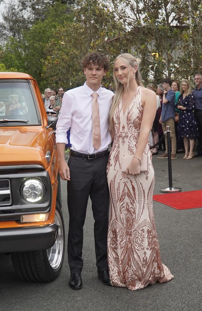 Students arriving in style for the 2024 Glasshouse Christian College formal at Flaxton Gardens.