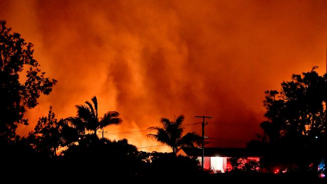 A monstrous and devastating fire ripped through Peregian Springs, Peregian Breeze and Peregian Beach heading north towards Marcus Beach and Noosa. Picture: John McCutcheon