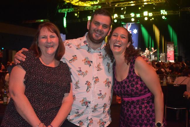Jodee White, Brenton Harris and Nicole Pasquale at the 2022 Mackay Australia Day Awards at the MECC on January 25, 2022. Picture: Lillian Watkins
