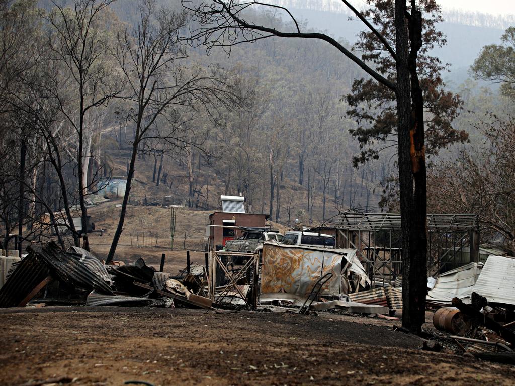 Fire devastated area around the "castle" in the small community of Wytaliba on the 13th of November 2019. Bushfires ripped through the small community of Wytaliba on the 9th of November 2019. Photographer: Adam Yip