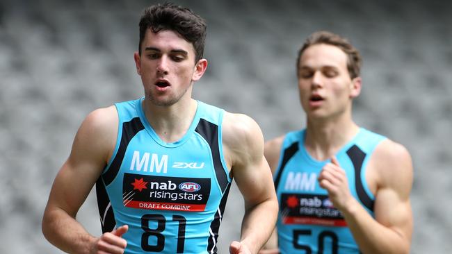 O’Connor on the run at the 2016 AFL draft combine. Picture: Mark Dadswell