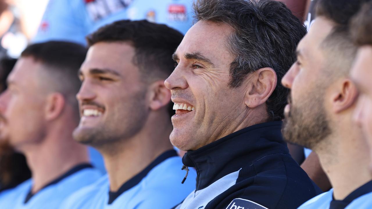 Brad Fittler looks on while waiting for the team photo to be taken during a New South Wales State of Origin media opportunity at Scarboro Surf Life Saving Club on June 20, 2022 in Perth, Australia. (Photo by Paul Kane/Getty Images)