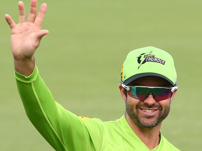 CANBERRA, AUSTRALIA - DECEMBER 29: Callum Ferguson of the Thunder waves to fans prior to the Big Bash League match between Sydney Thunder and the Melbourne Stars at Manuka Oval, on December 29, 2020, in Canberra, Australia. (Photo by Mike Owen/Getty Images)