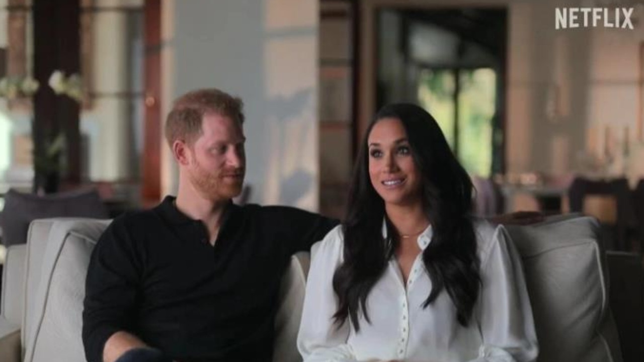 Meghan and Harry in the new trailer for their controversial series. Picture: Netflix