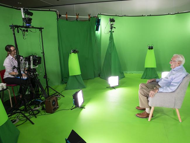 Eddie Jaku in the green room during filming. Picture: Nadine Saacks