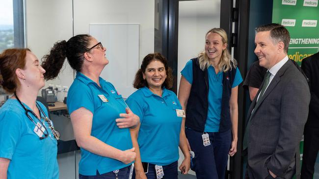 . Health Minister Mark Butler (right) says the Medicare Urgent Care Clinics are taking pressure of hospitals. Picture: Jason Edwards / NewsWire