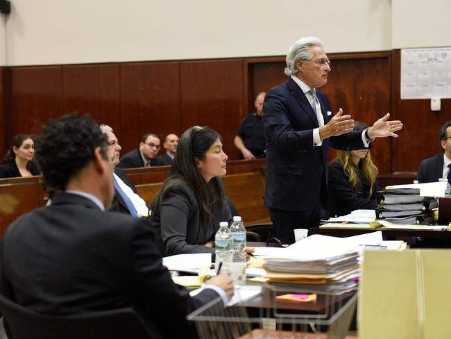 Marc Kasowitz, Mr Trump’s personal lawyer, speaks during hearing on the defamation lawsuit at New York County Criminal Court. Picture: Barry Williams/AFP