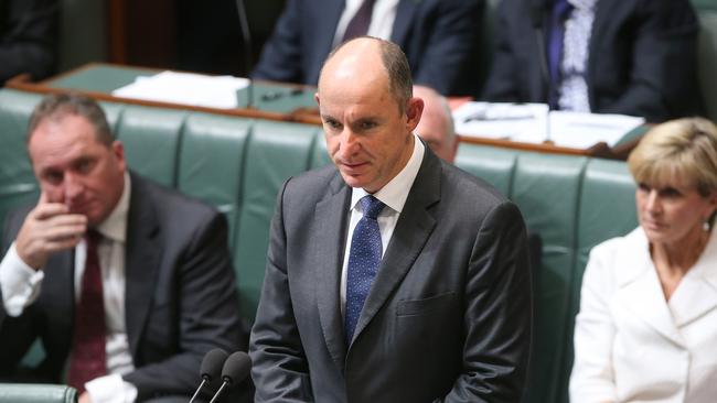 Minister for Human Services and Veterans Affairs Stuart Robert in Question Time in the House of Representatives Chamber, Parliament House in Canberra.