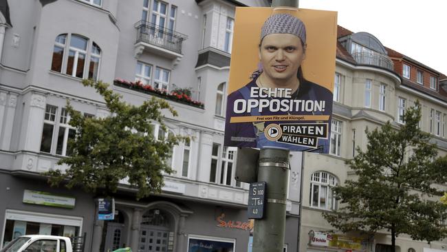 An election campaign poster of the state parliament member Gerwald Claus-Brunner of the 'Piraten' (Pirates) party in Berlin, Germany. AP/Michael Sohn