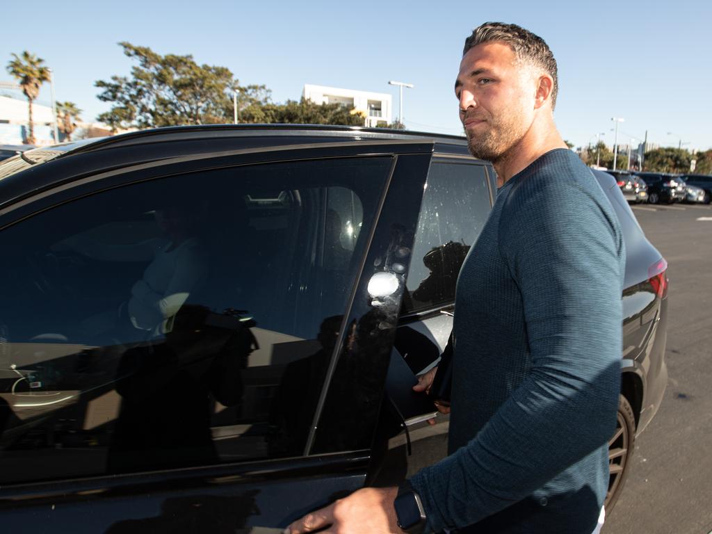 Sam Burgess leaves Rabbitohs HQ for the last time. Picture: Julian Andrews