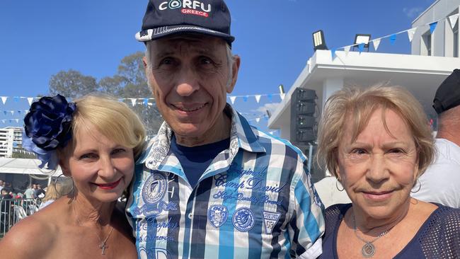 Sofia Fin-Paps, George Psiroukis and Betty Harris take a break from dancing.