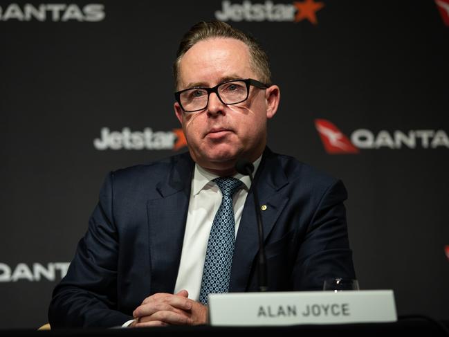 SYDNEY, AUSTRALIA - NCA NewsWire Photos - 24 AUGUST, 2023: Qantas Group Chief Executive Officer Alan Joyce discusses the Qantas GroupÃs full year results at the Qantas Head Quarters in Mascot.Picture: NCA NewsWire / Christian Gilles