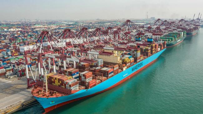 A cargo ship in Qingdao. China’s imports also rose, up 22.2% in the first two months of the year compared with last year. Picture: AFP