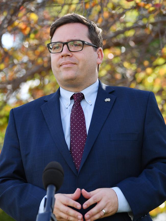 SA Minister for Education and Child Development John Gardner is seen during a tour at Glenunga High School in Adelaide, Friday, April 3, 2020. The school has introduced virtual classrooms. (AAP Image/David Mariuz) NO ARCHIVING