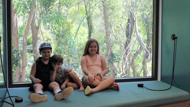 Ruben, 7, Lennon, 3, and Abbey Panting, 9, of Wynnum. PICTURE: Kara Sonter