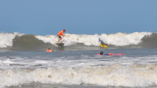 Surf coach and Livingstone Shire Councillor Pat Eastwood enjoys the waves on Yeppoon Main Beach.