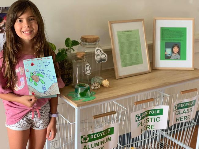 Mariah Byers (9) has raised more than $1000 for Quoin Island Turtle Rehabilitation by collecting and recycling plastic.