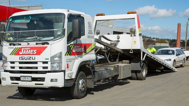 A towing vehicle from Ballarat-based Barry James Smash Repairs. Photo: Barry James Smash Repairs