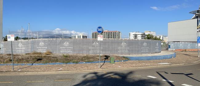 The Reef HQ site in 2023, where the marine park offices, IMAX theatre and cultural centre once stood. Picture: Leighton Smith.