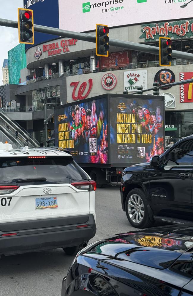 NRL ad on the streets of Las Vegas on the day of the Super Bowl.