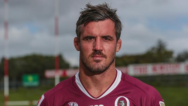 Reds lock Kane Douglas in old style maroon jersey for interstate game. Photo Brendan Hertel, QRU