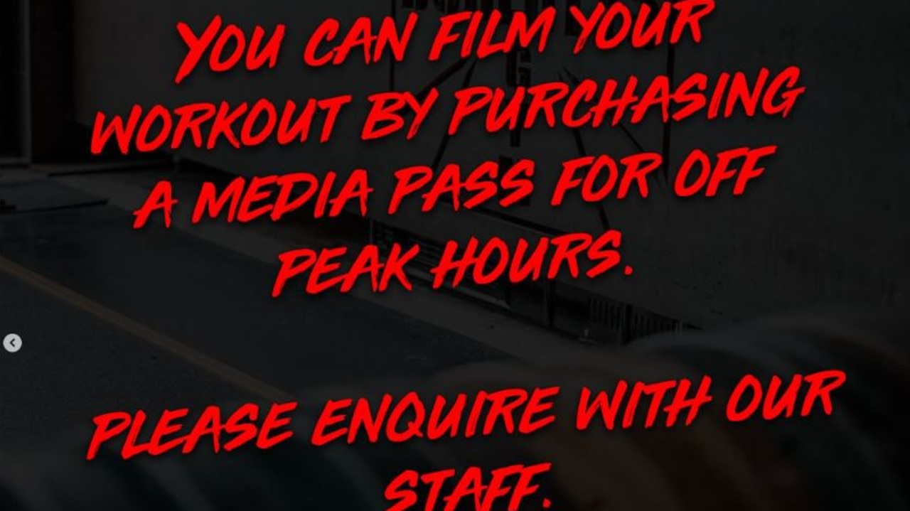 Those wanting to film their workouts will need to purchase a media pass. Picture: Instagram