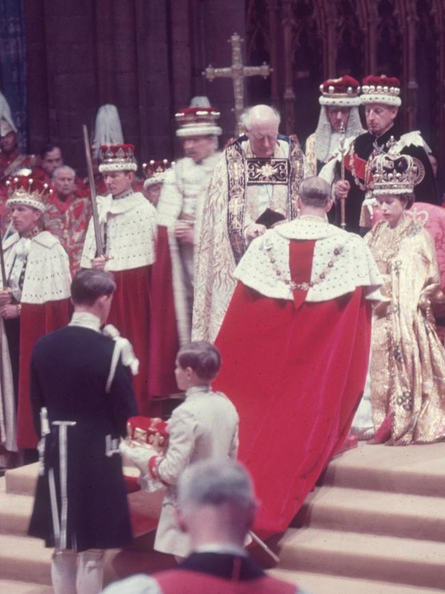 Prince Philip paying tribute to his wife at her coronation.