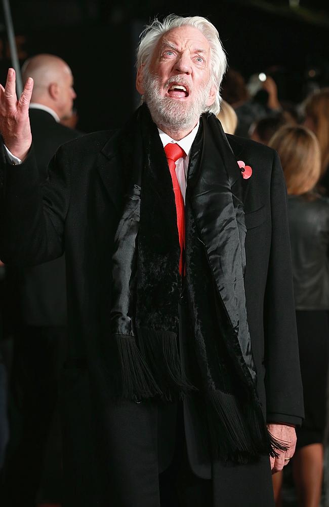 Actor Donald Sutherland attends “The Hunger Games: Mockingjay Part 2” UK Premiere at the Odeon Leicester Square on November 5, 2015 in London. Picture: AFP