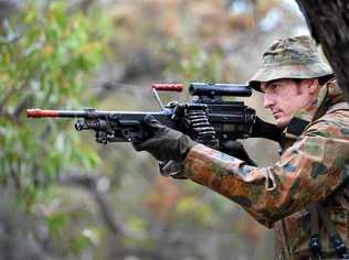 DISCIPLINE: Gympie Private Earl Hodges was part of special training at Wide Bay Military Training Base to commemorate the battle of Pozieres. Picture: Renee Albrecht