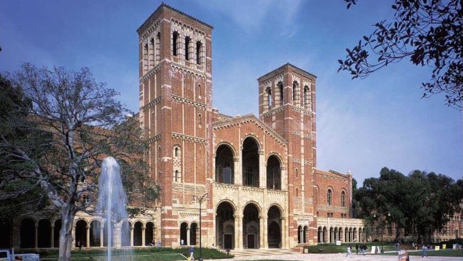 A Chinese academic has been arrested after the FBI suspects he transferred senstive information from the University of California Los Angeles (UCLA), pictured above, to high-ranking military officials.