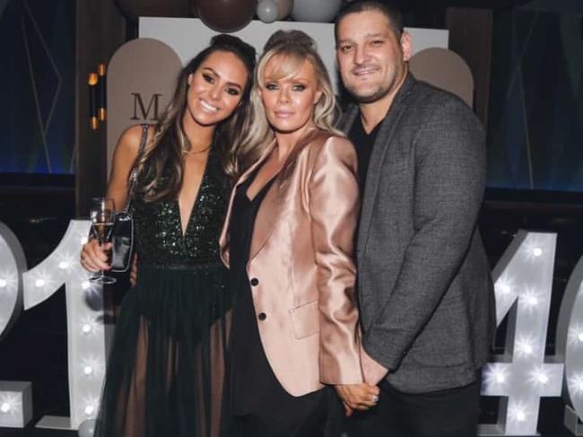 Mia Fevola with her parents, Brendan and Alex Fevola at her birthday party.