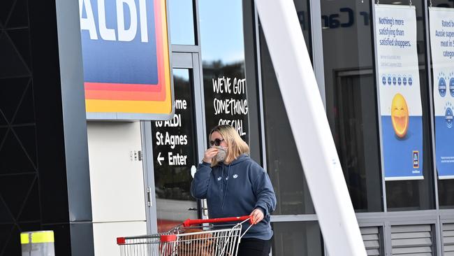 NOT PUTTING STAFF AT RISK: An Aldi spokesman said they were not asking staff to police the wearing of masks by customers in their stores, insisting it is up to people to do the right thing. Picture: Keryn Stevens