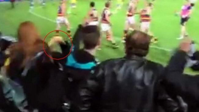 A picture of the woman accused of throwing a banana at Eddie Betts posted on an anti-Port Adelaide Facebook page.