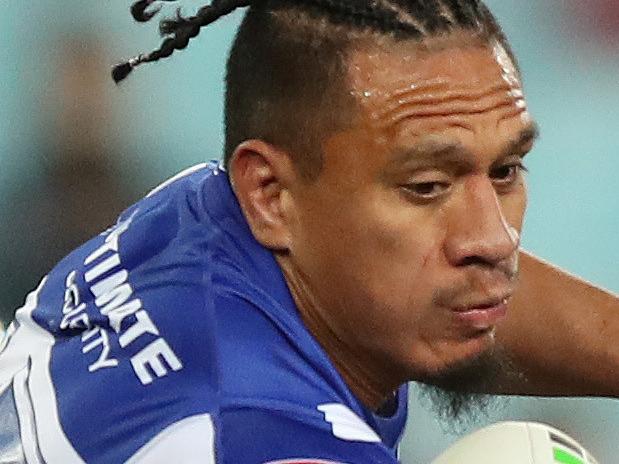 Bulldogs Sauaso Sue during the Bulldogs v Cronulla NRL match at ANZ Stadium, Homebush. Picture: Brett Costello