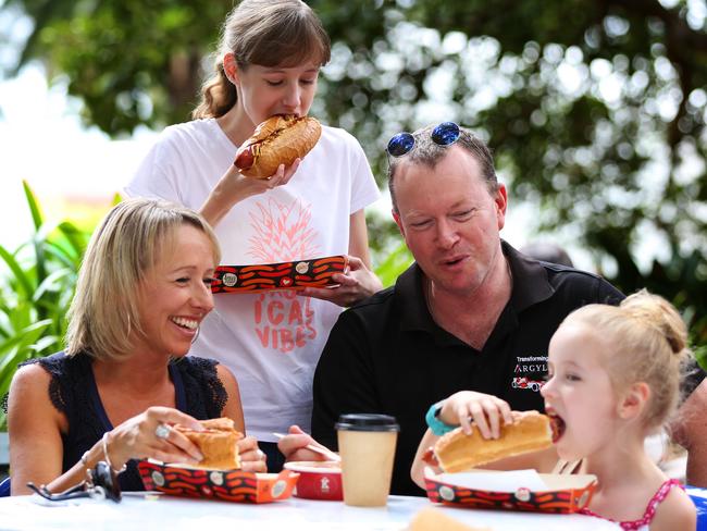 Vanessa Loermans, Elliana, 13, Uncle David Loermans and Sienna, 8, enjoying lunch at Parramasala on Saturday.