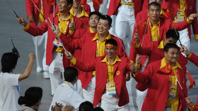 People's Republic of China's delegation parades during opening ceremony of the 2008 Beijing Olympics.